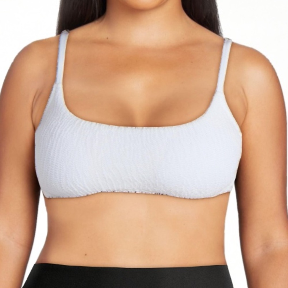 No Boundaries Bikini Top Medium Jrs White Crinkle Textured Adjustable Straps